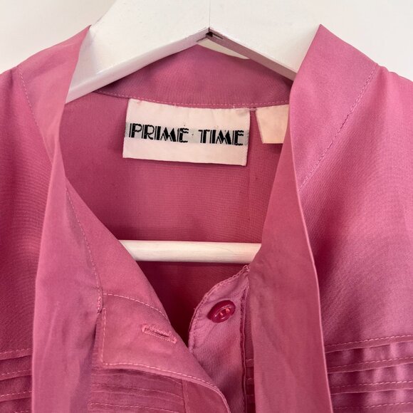 Vintage Pink Prime Time Long Sleeve Blouse with Neck Tie - Picture 3 of 11